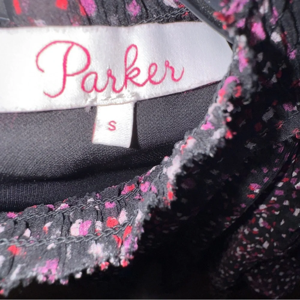 Parker Sabrina Confetti-Print Silk Blouse Sz Small CottageCore Peasant ASO TV